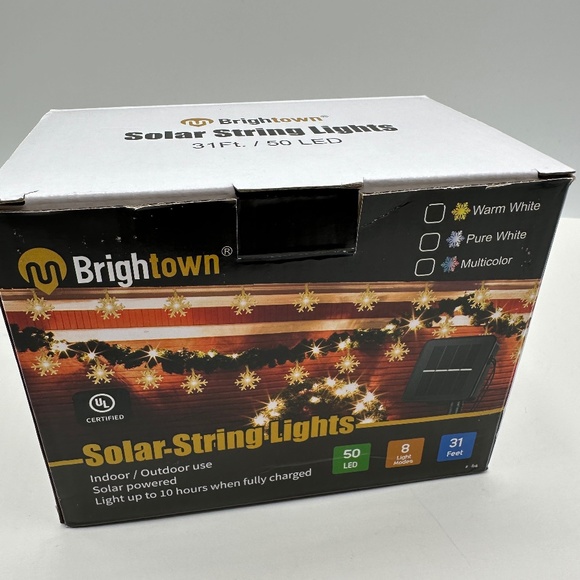 Warm White 31ft 50Led Snowflake String Lights Indoor Outdoor 8 Light Mod… - Picture 4 of 8